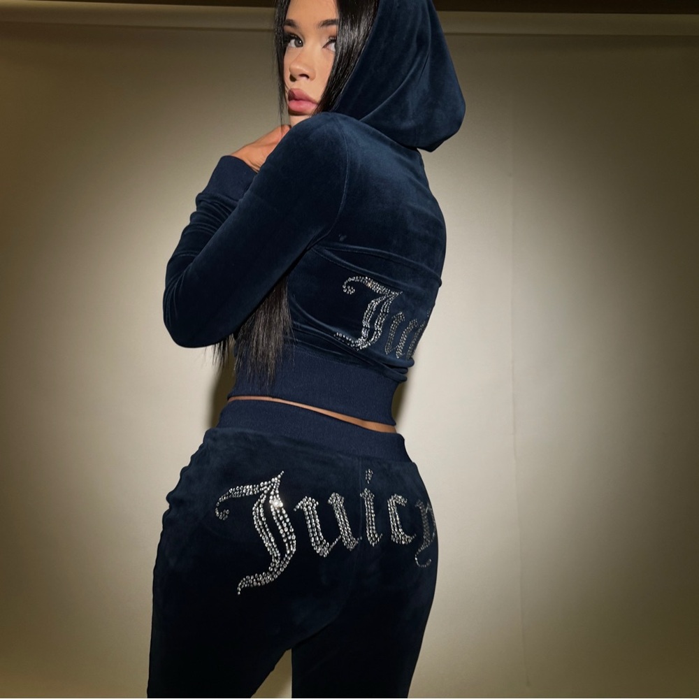 Juicy Couture OG Big Bling Velour Hoodie and Pant Set
